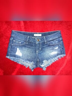 GUESS Blue Distressed Frayed Denim Shorts Sz 25